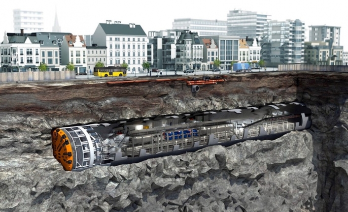 İzmir Büyükşehir Belediyesinin yapımını sürdürdüğü Narlıdere Metrosu’nda kazı çalışmalarına hız