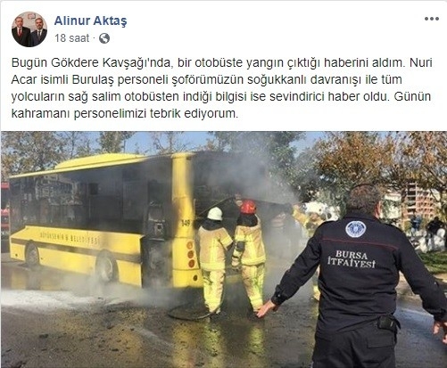  Bursa Büyükşehir Belediye Başkanı Alinur Aktaş, Yangın Çikan Belediye
