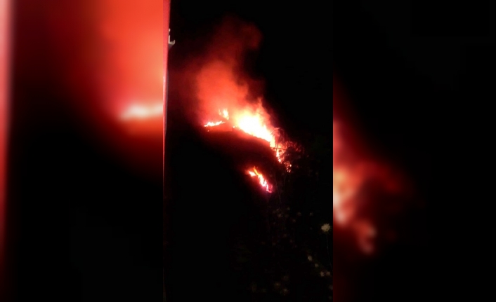 Burhaniye ilçesinde, Kırsal Kızıklı Mahallesi çöplüğünde gece saatlerinde çıkan yangın