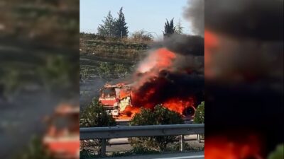  Bursa'da Otobanda Seyir Halinde Olan Bir Benzin Tankeri Alev