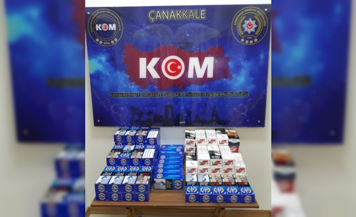 Çanakkale’de yapılan operasyonda 20 kutu 4 bin dal doldurulmuş makaron