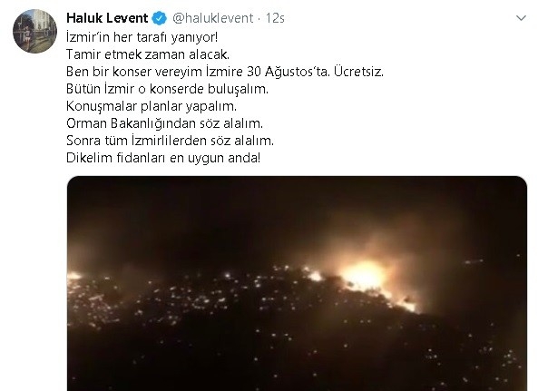 Ünlü Sanatçı Haluk Levent'in İzmir'deki Orman Yangınının Ardından Yanan Ormanları