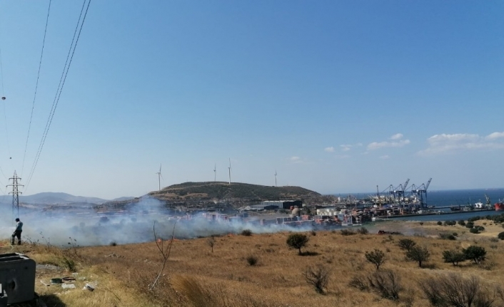  İzmir’in Aliağa İlçesinde Çikan Yangında Yaklaşık 20 Dönüm Makilik